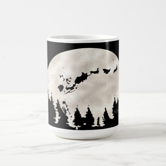 メリークリスマス サンタのそり トナカイ 満月 コーヒーマグカップ (中央)