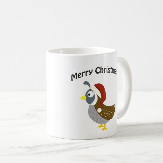 メリークリスマス! サンタのウズラ コーヒーマグカップ (正面右)