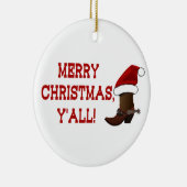 メリークリスマス-サンタのブーツ(白の背部) セラミックオーナメント (右)