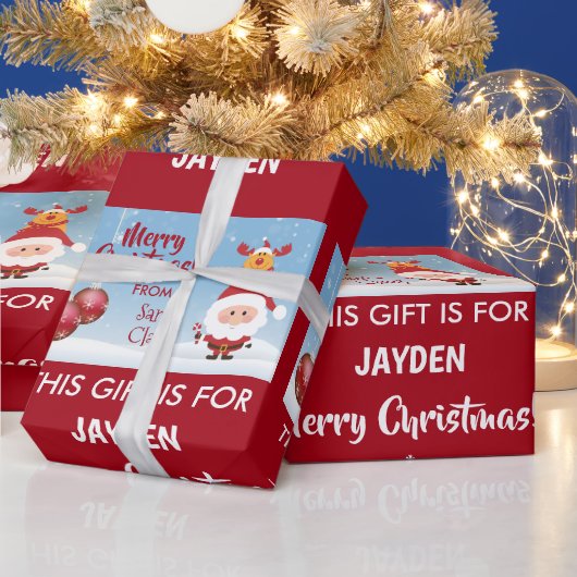 メリークリスマス、サンタクロースからの贈り物、ルドルフ ラッピングペーパー (クリスマス)