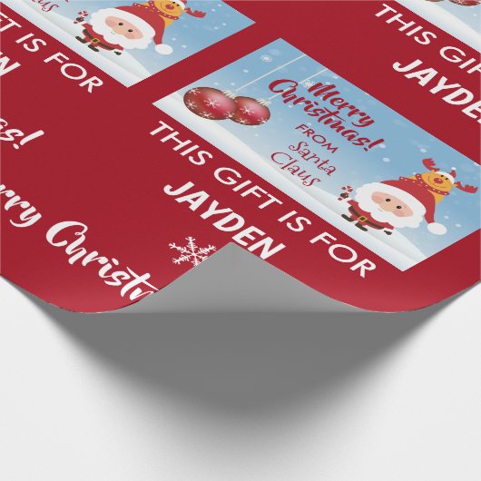 メリークリスマス、サンタクロースからの贈り物、ルドルフ ラッピングペーパー (角)