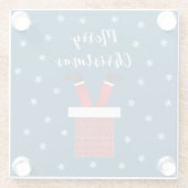 メリークリスマス・サンタクロースが煙突に突き刺さった ガラスコースター (裏面)