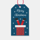 メリークリスマス・サンタクロースが煙突に突き刺さった ギフトタグ (正面)