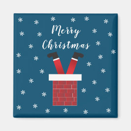 メリークリスマス・サンタクロースが煙突に突き刺さった マグネット