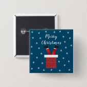 メリークリスマス・サンタクロースが煙突に突き刺さった 缶バッジ (正面&裏面)