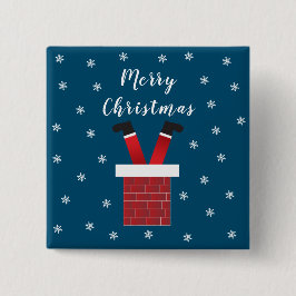 メリークリスマス・サンタクロースが煙突に突き刺さった 缶バッジ