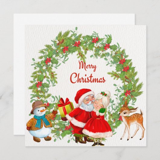 メリークリスマス・サンタクロースとミセス・クロース シーズンカード (正面/裏面)