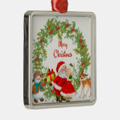 メリークリスマス・サンタクロースとミセス・クロース メタルオーナメント (右)