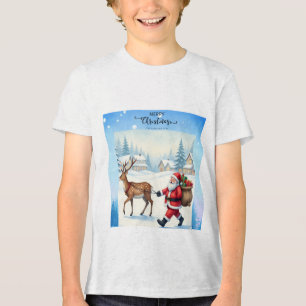 メリークリスマス、サンタクロースと愛の贈り物 トライブレンドTシャツ