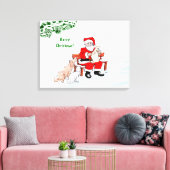 メリークリスマス!サンタクロースと猫と犬 キャンバスプリント (インサイチュ (リビング))