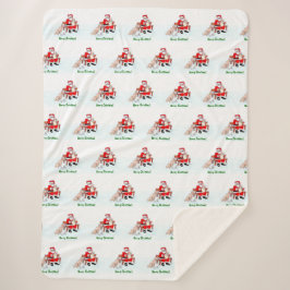 メリークリスマス!サンタクロースと猫と犬 シェルパブランケット