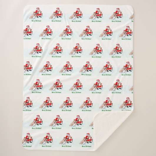 メリークリスマス!サンタクロースと猫と犬 シェルパブランケット (正面)