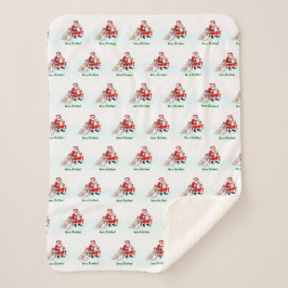 メリークリスマス!サンタクロースと猫と犬 シェルパブランケット