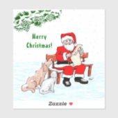 メリークリスマス!サンタクロースと猫と犬 シール (シート)