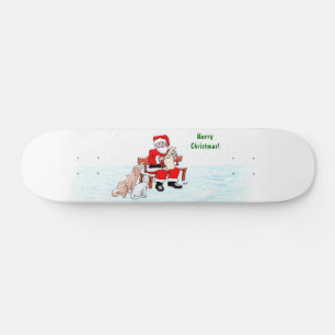 メリークリスマス!サンタクロースと猫と犬 スケートボード