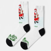 メリークリスマス!サンタクロースと猫と犬 ソックス (左)