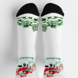 メリークリスマス!サンタクロースと猫と犬 ソックス