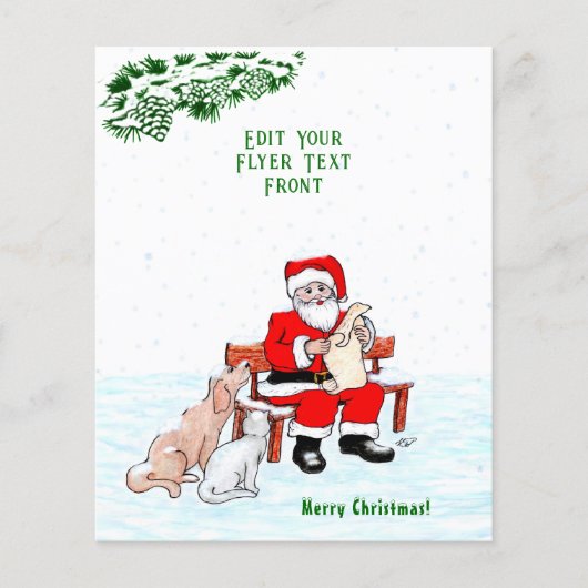 メリークリスマス!サンタクロースと猫と犬 チラシ (正面)