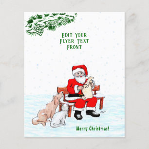 メリークリスマス!サンタクロースと猫と犬 チラシ