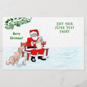 メリークリスマス!サンタクロースと猫と犬 チラシ