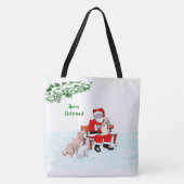メリークリスマス!サンタクロースと猫と犬 トートバッグ (正面)