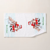 メリークリスマス!サンタクロースと猫と犬 バスタオルセット (ハンドタオル)
