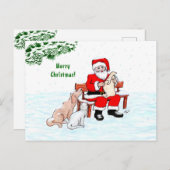 メリークリスマス!サンタクロースと猫と犬 ポストカード (正面/裏面)