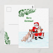 メリークリスマス!サンタクロースと猫と犬 ポストカード (正面/裏面)