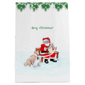 メリークリスマス!サンタクロースと猫と犬 ミディアムペーパーバッグ (裏面)