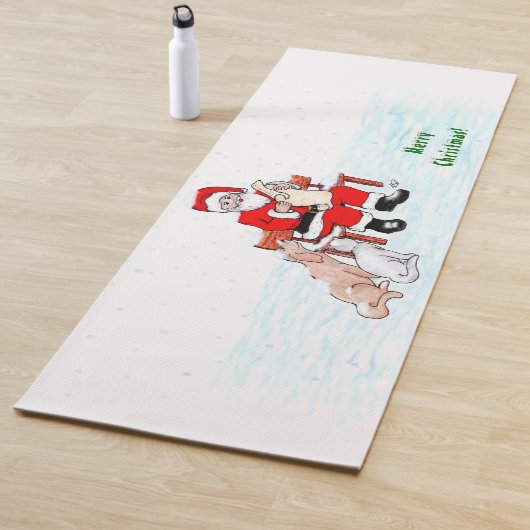 メリークリスマス!サンタクロースと猫と犬 ヨガマット (インサイチュ)