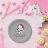 メリークリスマス！ サンタクロースの牛ちゃん ペーパープレート (パーティー)