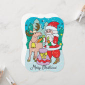 メリークリスマス、サンタクロース カード (正面/裏面インサイチュ)