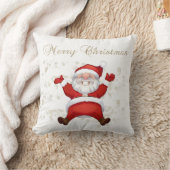 メリークリスマス、サンタクロース、キラキラ、白 クッション (ブランケット)