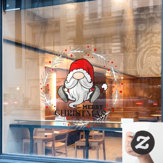 メリークリスマス サンタクロース グノーム リース ウィンドウサイン (カフェ窓)