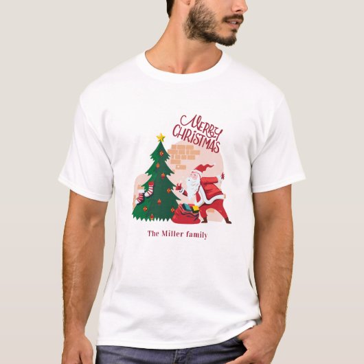 メリークリスマス・サンタクロース・モノグラム Tシャツ (正面)
