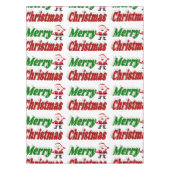 メリークリスマス サンタクロース 赤 緑 文字 テーブルクロス (正面)