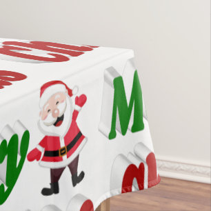 メリークリスマス サンタクロース 赤 緑 文字 テーブルクロス