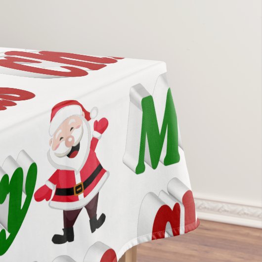 メリークリスマス サンタクロース 赤 緑 文字 テーブルクロス (インサイチュ)