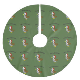 メリークリスマス! サンタクワイル ブラッシュドポリエステルツリースカート