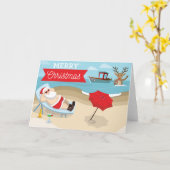 メリークリスマス – サンタット・ザ・ビーチ カード (黄色い花)