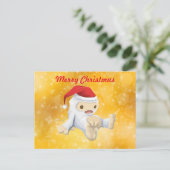 メリークリスマス – サンタハットのクリスマスイェティ シーズンポストカード (スタンド正面)