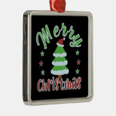 メリークリスマス、サンタハット付きの可愛い木 メタルオーナメント (右)