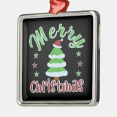 メリークリスマス、サンタハット付きの可愛い木 メタルオーナメント (左)