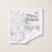 メリークリスマス、サンタハット雪だるま バスタオルセット (ウォッシュタオル)