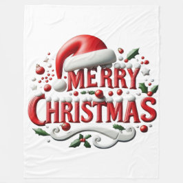 メリークリスマス サンタハット フリースブランケット