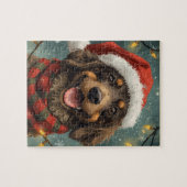 メリークリスマス サンタポーズの犬パズル ジグソーパズル (横)