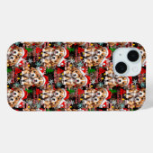 メリークリスマス サンタ帽子 犬 パピー デザイン - ブラック Case-Mate iPhoneケース (裏面 (横))