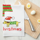 メリークリスマス(サンタ犬) キッチンタオル (四つ折り)