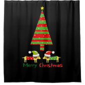 メリークリスマス（サンタ犬） シャワーカーテン (正面)