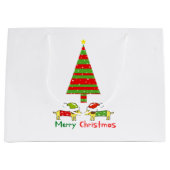 メリークリスマス（サンタ犬） ラージペーパーバッグ (正面)